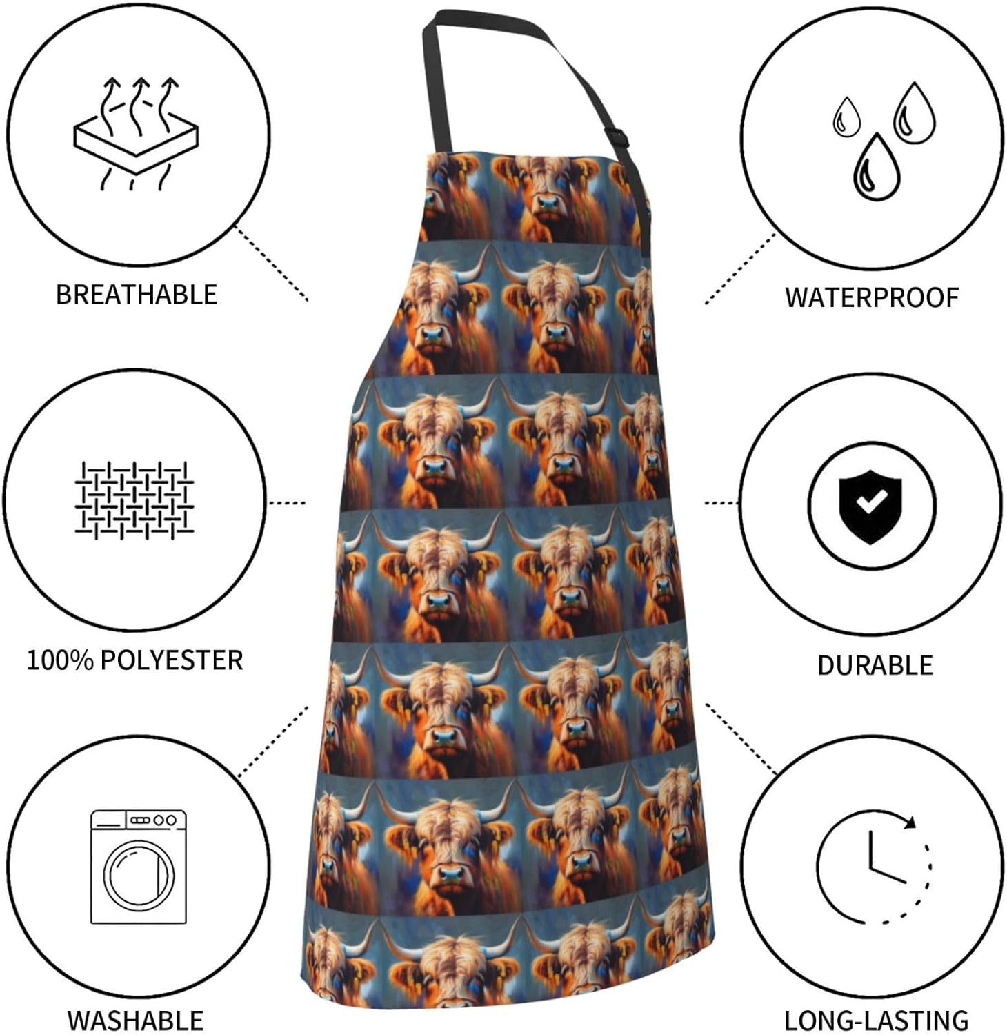 YANYU Cow Print 28x33 In Kitchen Apron Stylish Chef Apron with Pockets