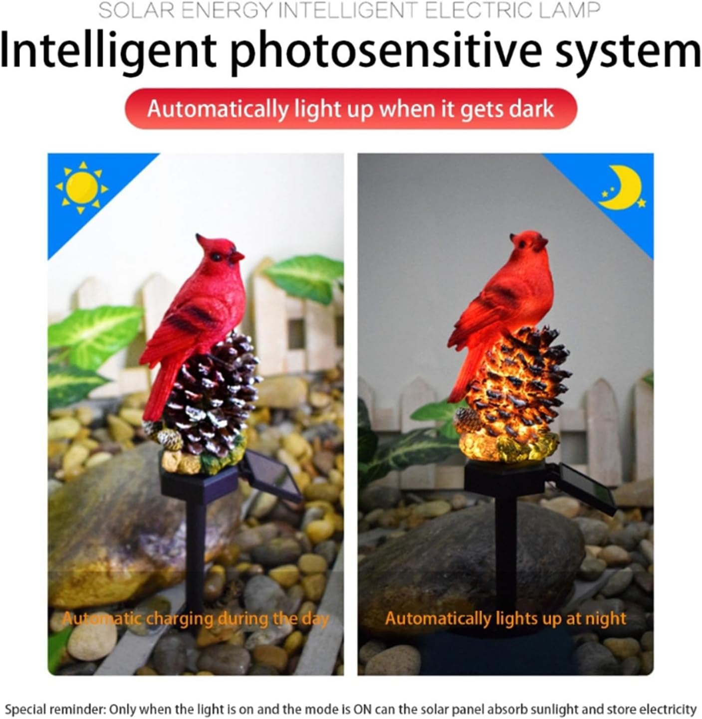 Cardinal Solar Powered Christmas Stake Lights, Solar Light Garden Stake Garden Yard Lawn Christmas Decorations Lights Pathway Stake Lights