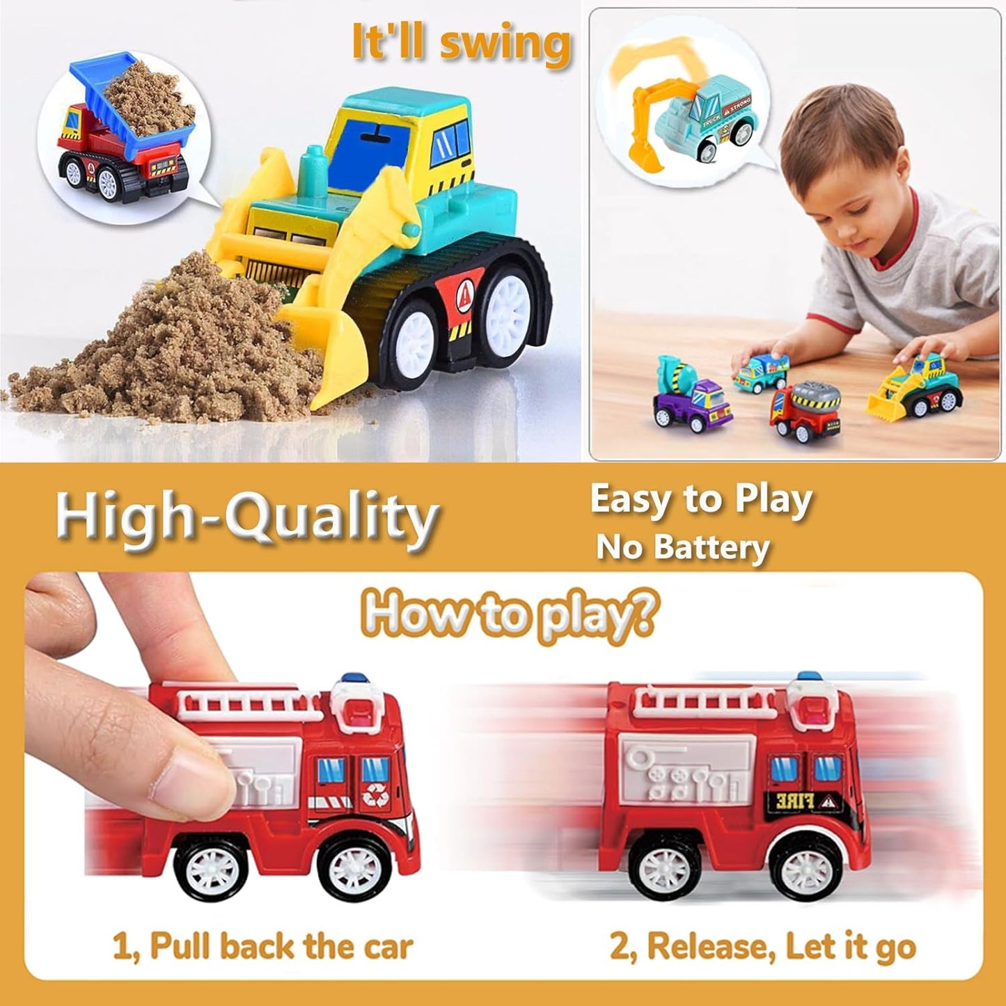 18 PCS Easter Egg Fillers with Toys Inside, Easter Basket Stuffers for Toddlers Filled Pull Back Engineering Vehicles Plastic Eggs Party Favors for Kids Egg Hunt Gift Easter Basket Essentials