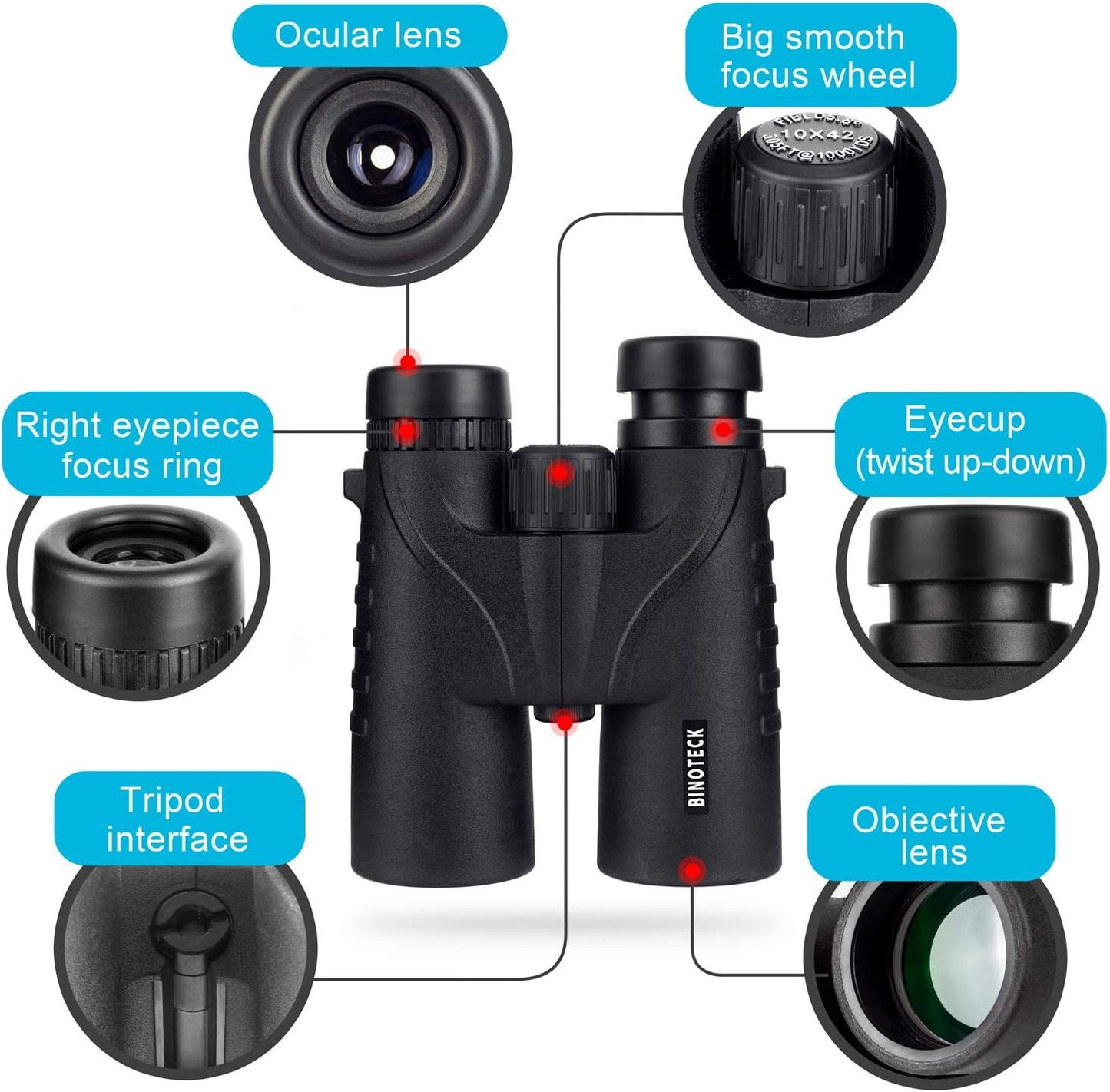 10x42 Binoculars for Adults - Professional HD Roof BAK4 Prism Lens Binoculars for Bird Watching, Hunting, Travel, Sports, Cruise, with Carrying Bag (1.1Lbs)