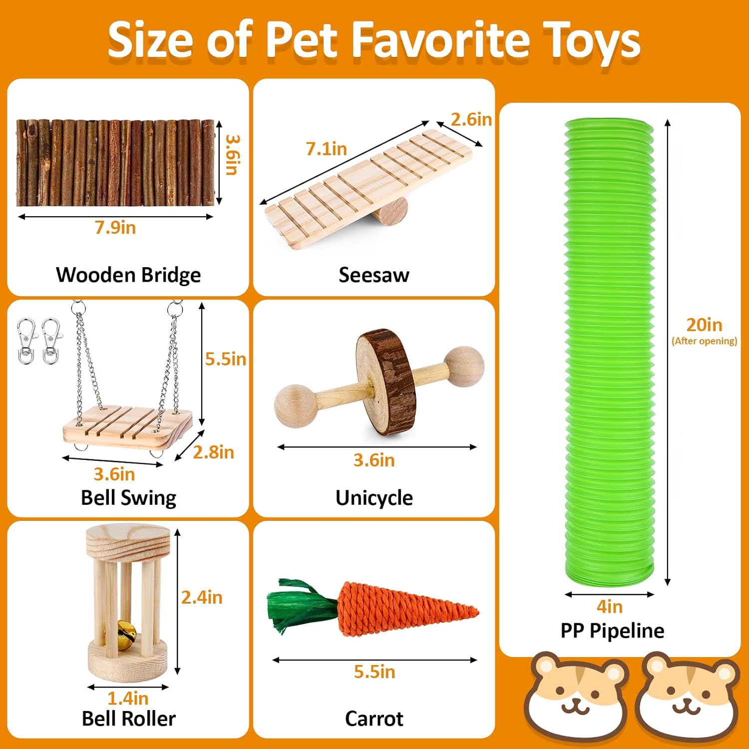 VESPRO Hamster Toys Set, Guinea Pig Toys Small Animal Chewing Toy and 