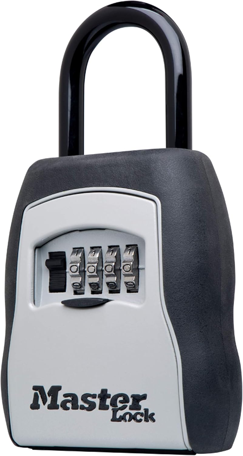 Master Lock Key Lock Box, Outdoor Lock Box for House Keys, Portable Combination Lockbox Resettable Code, 5400EC, Black