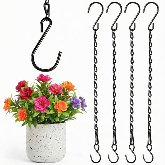 Outus 4 Pack 35 Inch Black Hanging Chain for Bird Feeders, Planters, Lanterns, Wind Chimes, Decorative Ornaments and Birdbaths Basket Extender Chain Outdoor Indoor