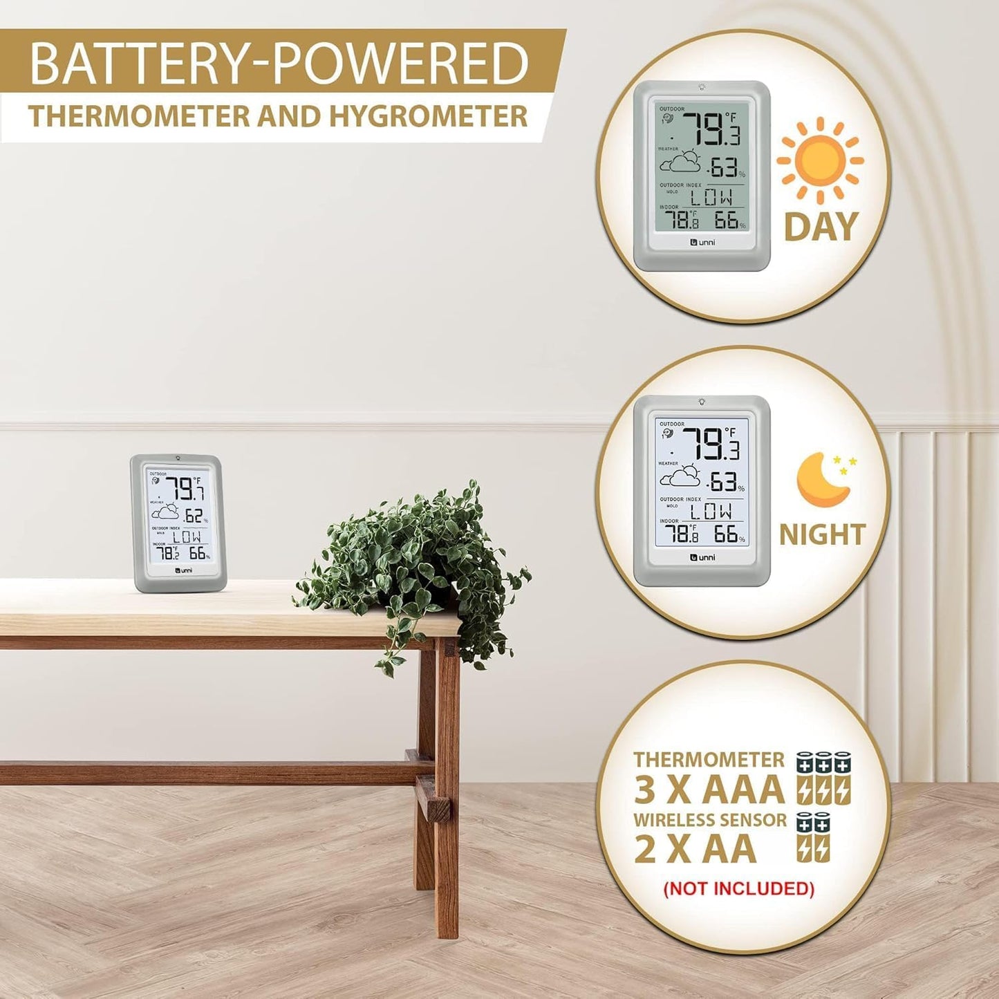 Indoor Outdoor Thermometer Hygrometer Wireless Weather Station, Temper