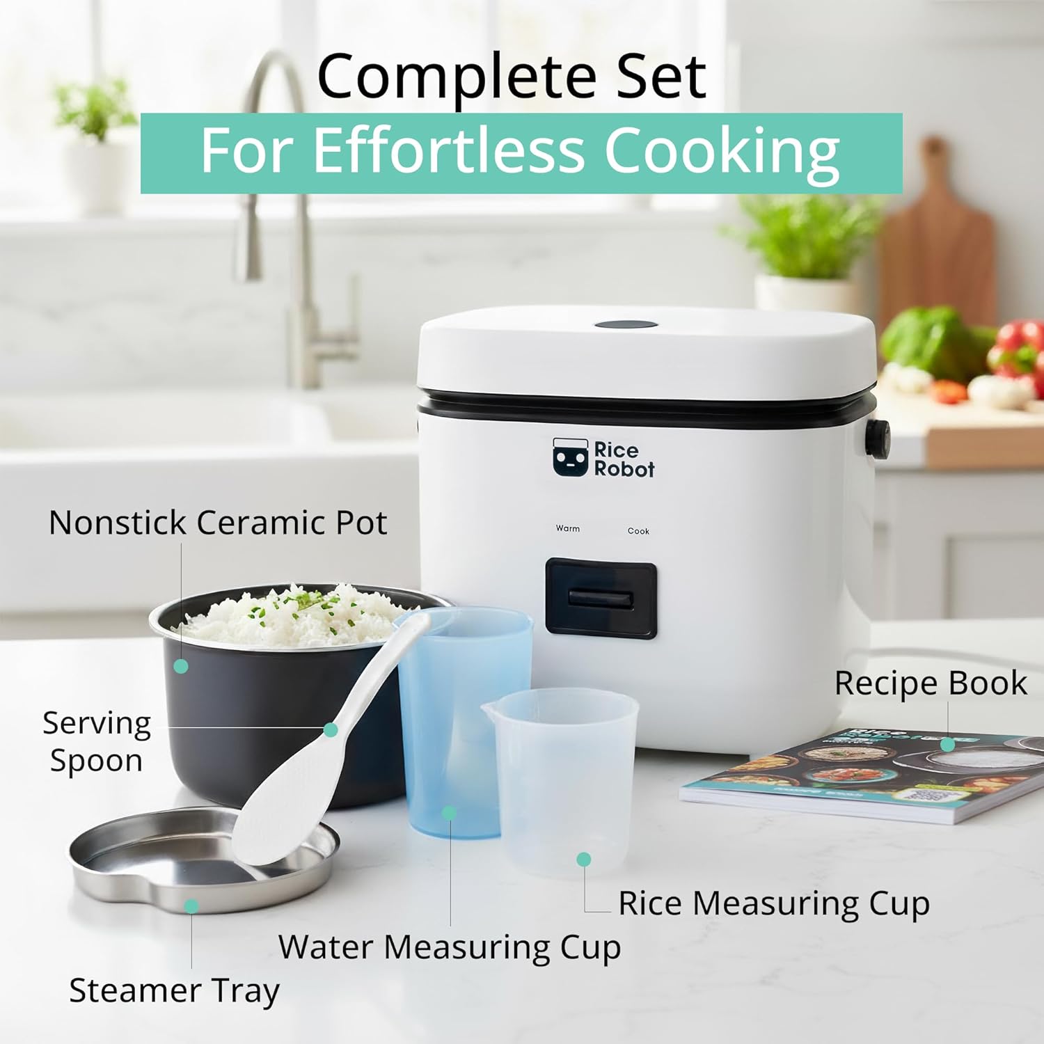 Rice Robot Personal Rice Cooker, PFAS-free, Nonstick. 1 Quart Capacity