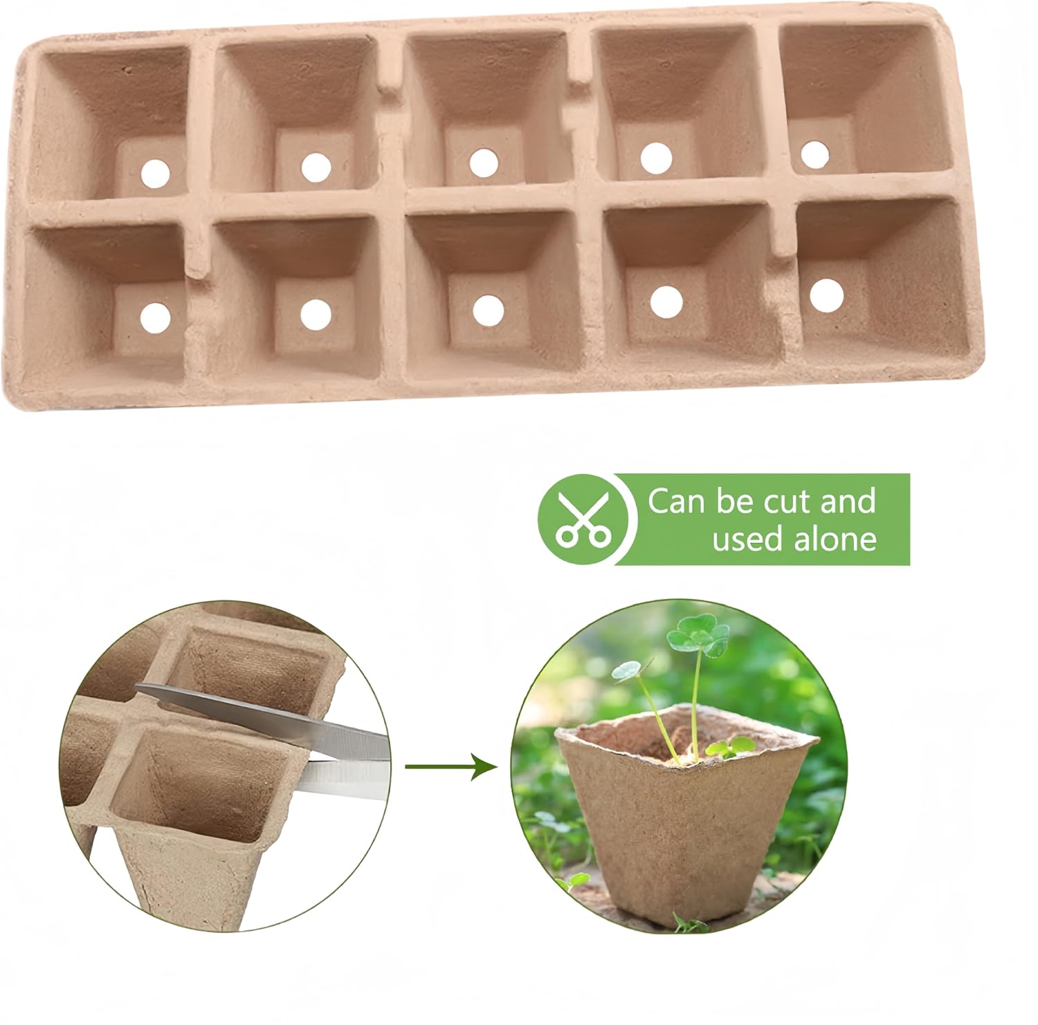 240 Cells Seed Starter Tray 24 Packs Biodegradable Peat Pots Germinati
