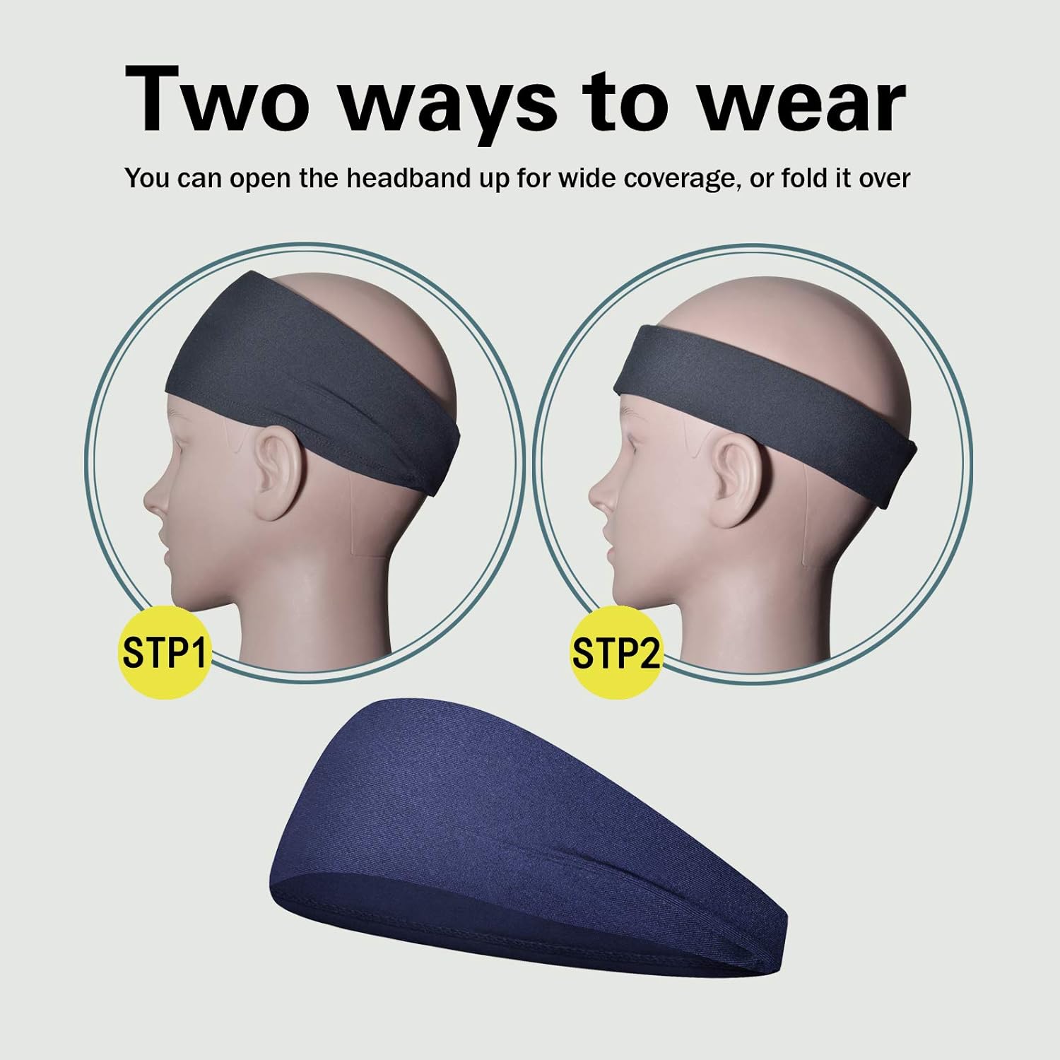 Sports Headbands for Men (5 Pack),Moisture Wicking Workout Headband, S