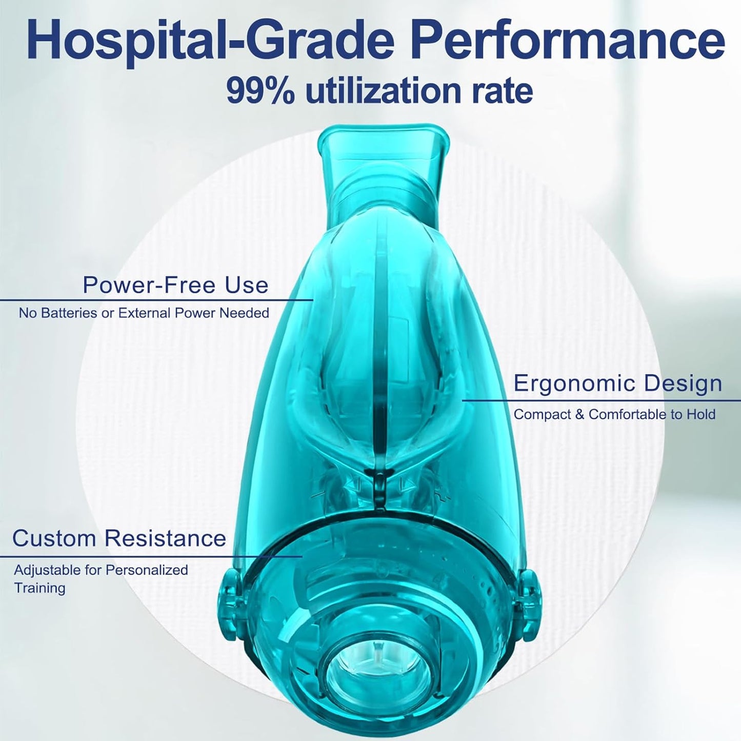 Flutter Valve, Breathing Exercise Device, Medical-Grade Material, Adju