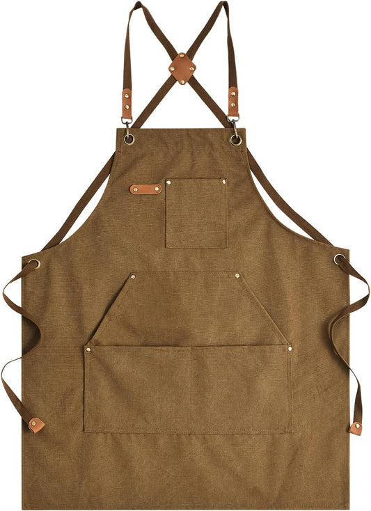 Canvas Aprons for Men Chef Apron, Work Apron with Large Pockets - 16oz