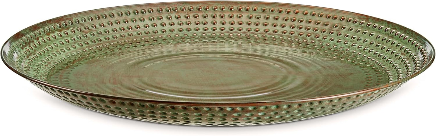 Good Directions Bird Bath Basin for Outside Backyard, Outdoor, Patio, Garden, Birdbath, Bird Feeder Gift for Bird Lovers Watchers, Large 20" Copper Metal Blue Verde