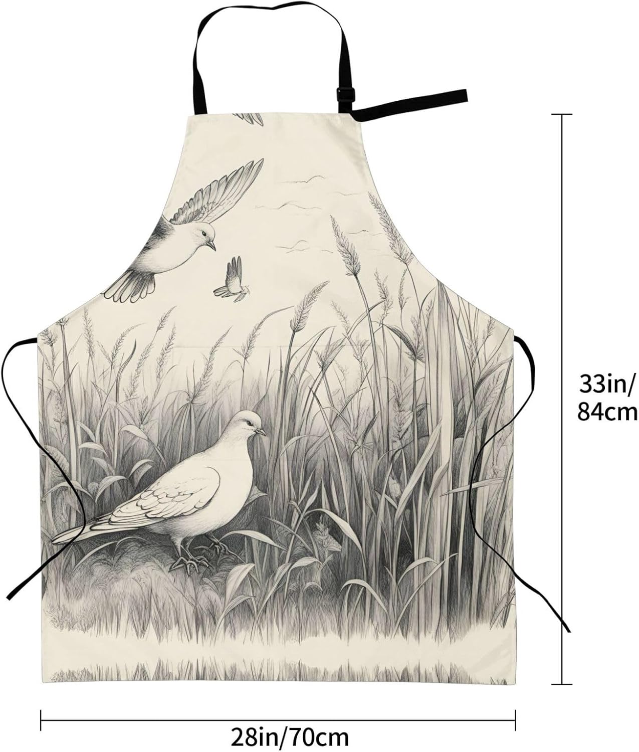 Grass and dove print Waterproof chef's apron with pocket apron for kit