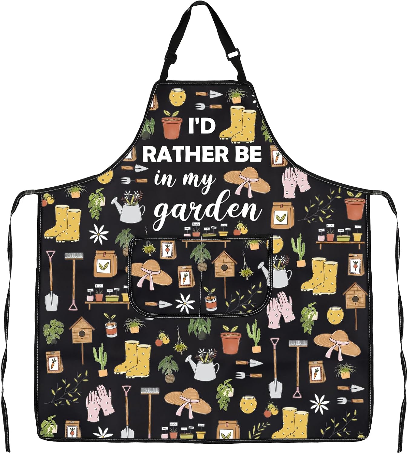 JXGZSO Gardening Apron with Pockets I'd Rather Be In My Garden Apron f