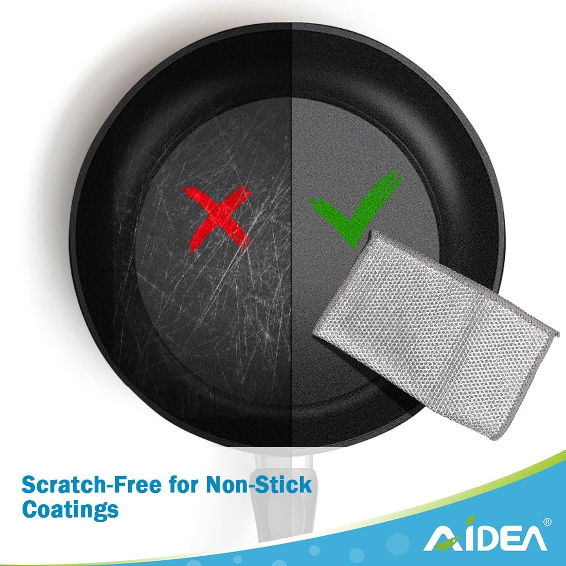 AIDEA Non Scratch Wire Dishcloth 24PK, Wire Dishwashing Rag for Wet and Dry, Dish Cloths for Washing Dishes, Cleaning Pads Steel Scrubber for Cookware, Sinks, Dishes, Stove Tops, 7"×8"