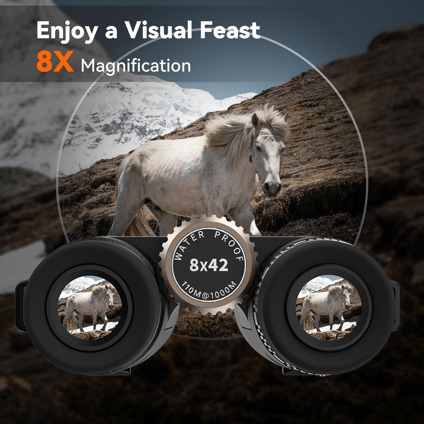 8X42 Binoculars for Adults Hunting & Bird Watching - with BAK4 Prism & FMC Lens, IPX7 - Compact for Hunting, Bird Watching, Travel, Football Games & Outdoor Travel