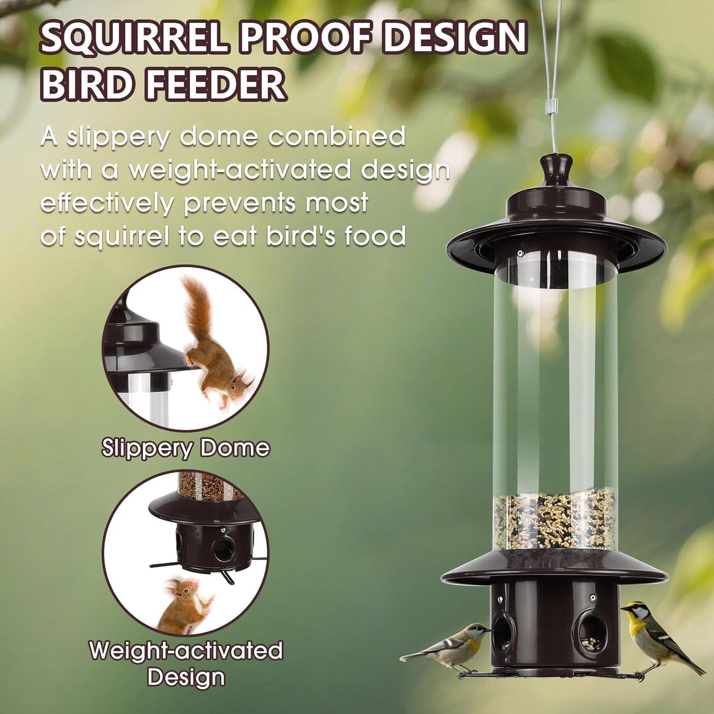 Metal Bird Feeder for Outdoors, Hanging Squirrel Proof Bird Feeders fo