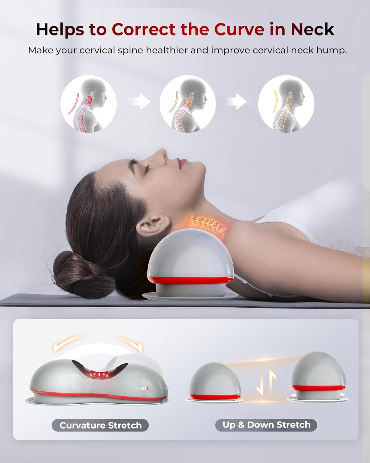 Heated Neck Stretcher with Red Light Therapy, Wireless Cervical Tracti