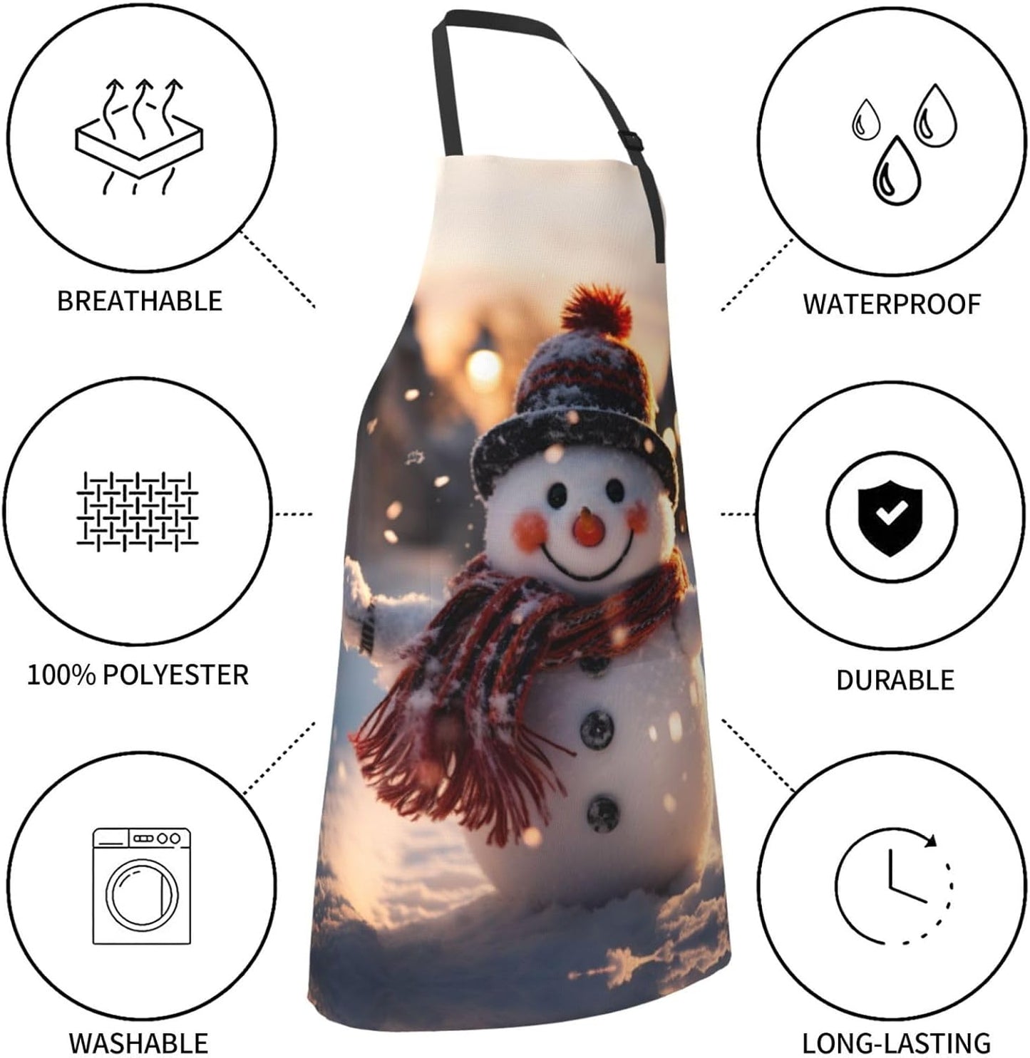 Christmas Snowman print Waterproof apron with pocket adjustable cooking apron for adult kitchen bibs to bake