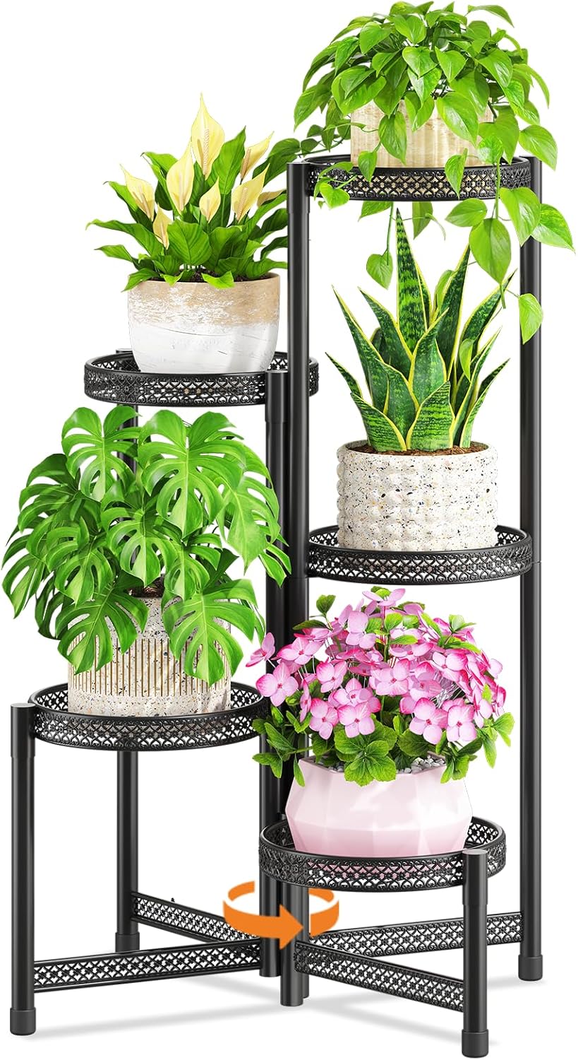 LASZOLA 5 Tiered Folding Tall Plant Stand Indoor Outdoor for Large Pla