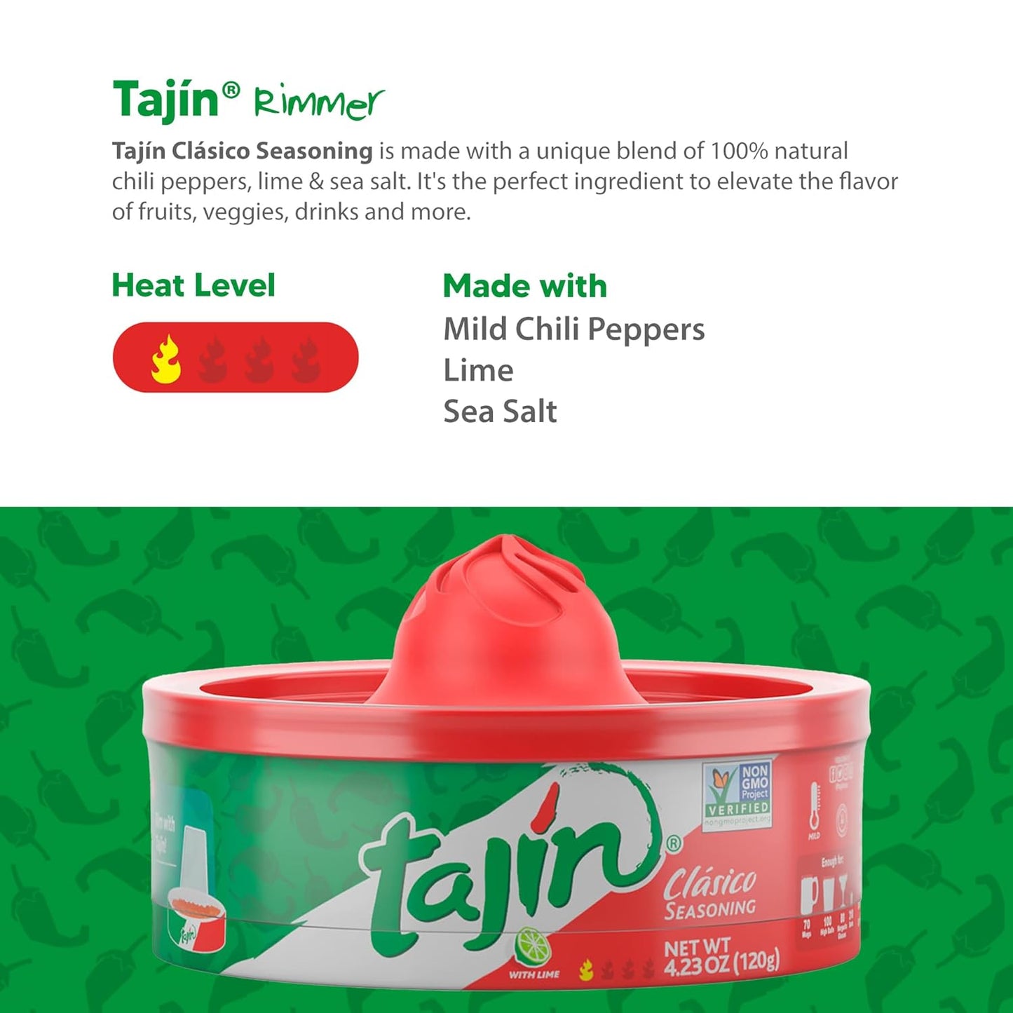 Tajin Clásico Chile Lime Seasoning Rimmer 4.23 oz, Cocktail Glass Rimmer for Margaritas, Mocktails, Smoothies, and Mangonadas (Pack of 2)