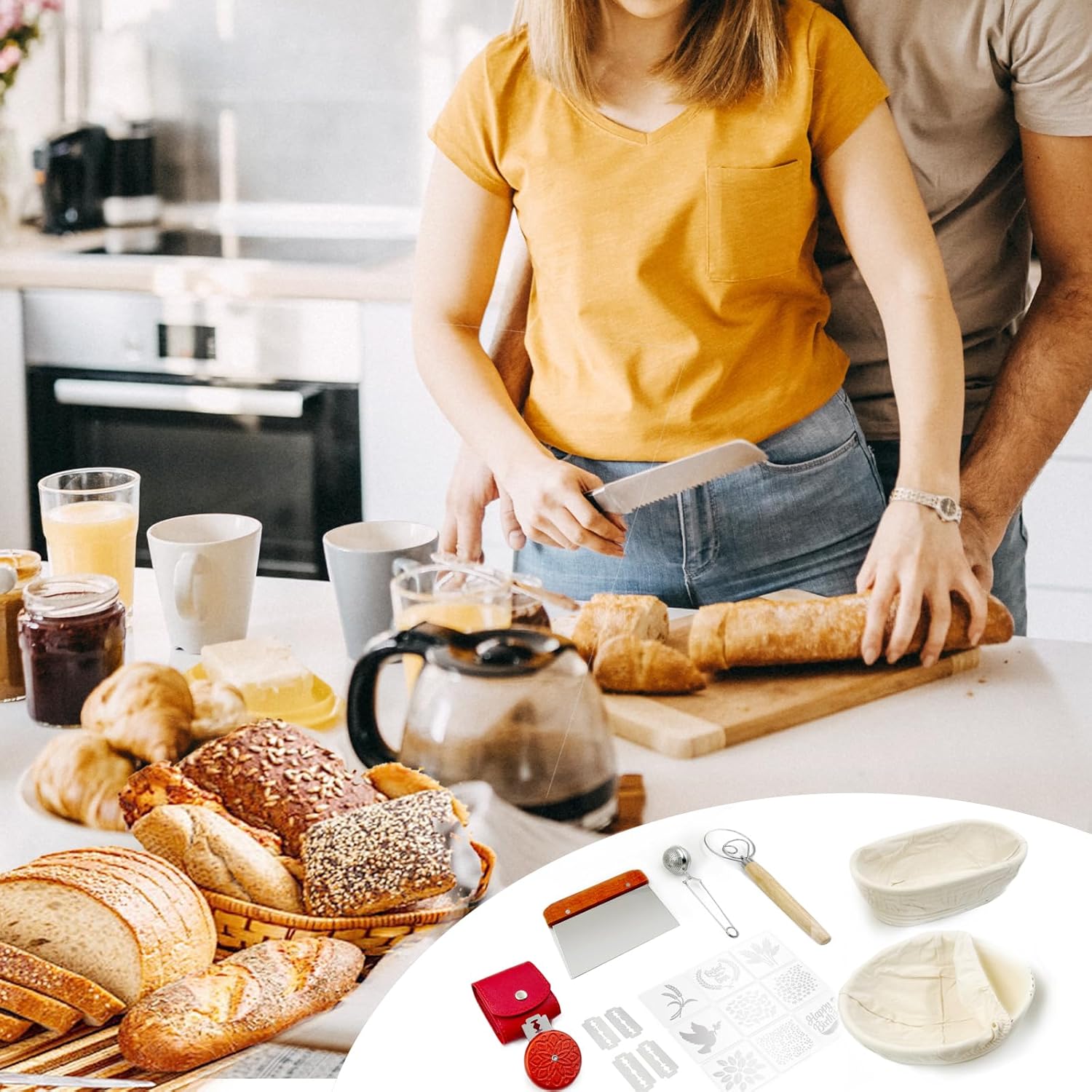 SNAIL GARDEN 9-Piece Sourdough Bread Making Kit with 9 Pattern Stencil