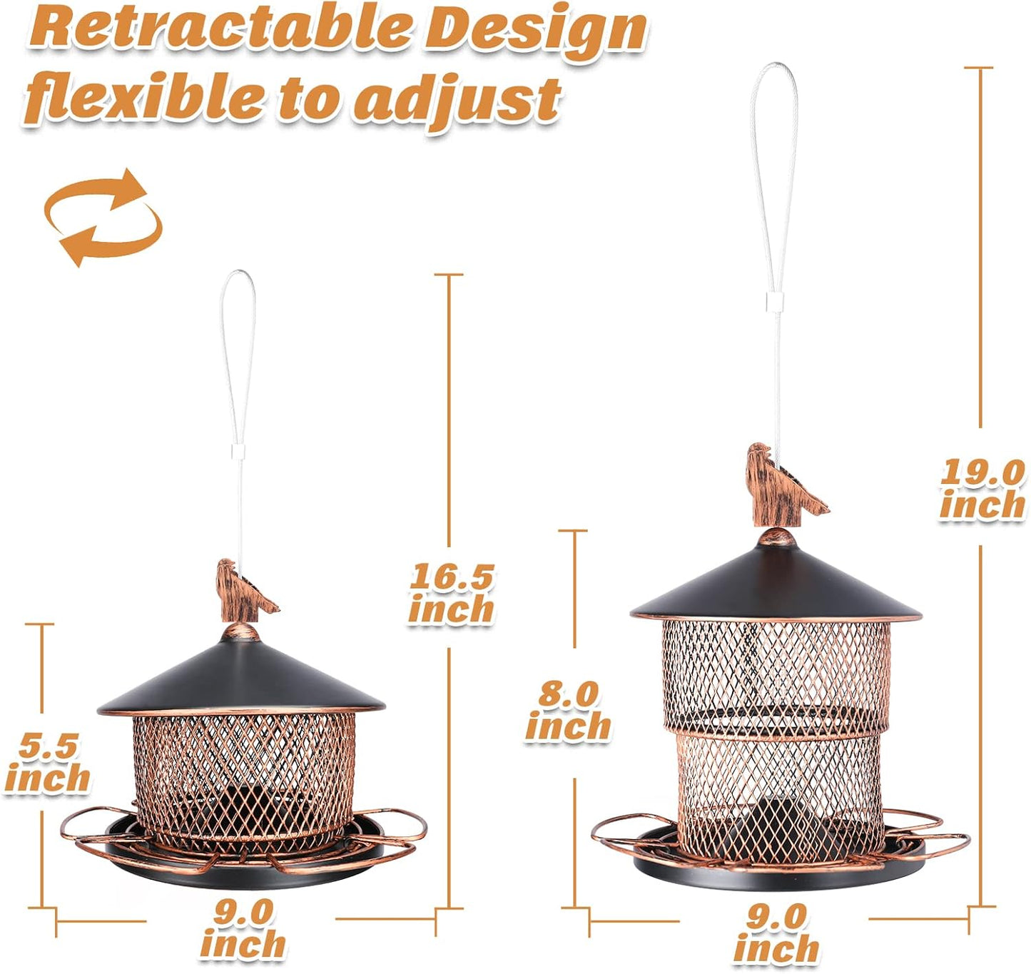 Yinns Bird Feeders for Outdoors Hanging, 4lb Large Seed Capacity Metal Birdfeeders, Wild Birds Cardinal Bird Feeder with 6 Perches