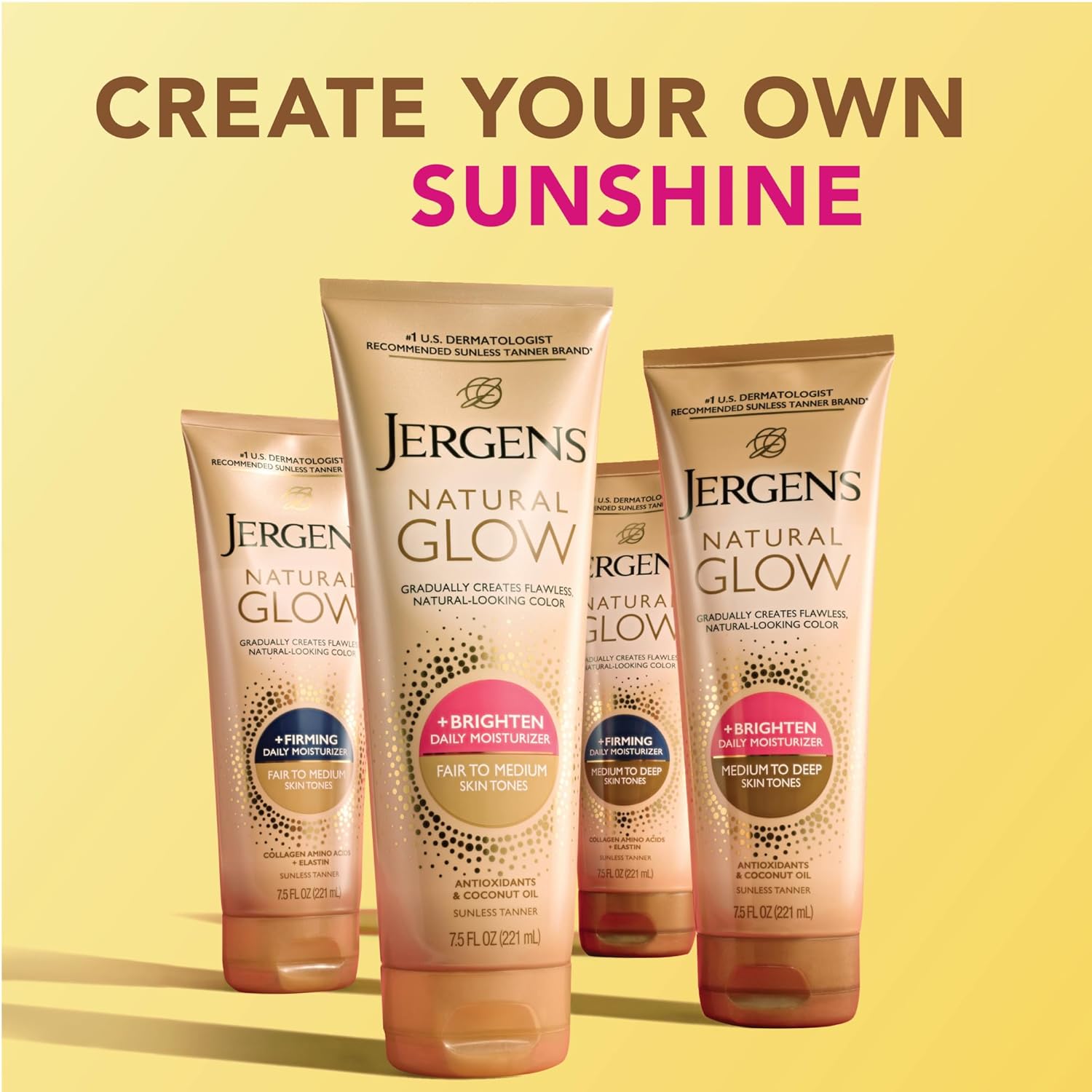Jergens Natural Glow +Firming Self Tanner Body Lotion, Fair to Medium 