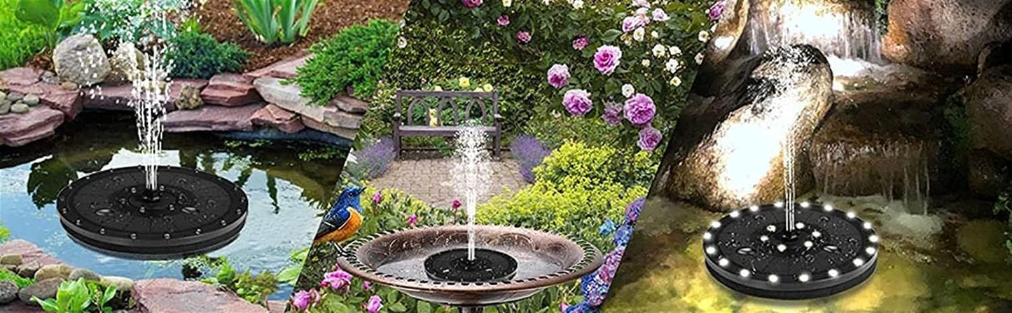 Solar Fountain Pump, 3.5W Solar Bird Bath Fountain with 24 LED Lights, 7 Water Styles, Free Standing Floating Solar Fountain for Garden, Patio, Pond, Pool, Fish Tank