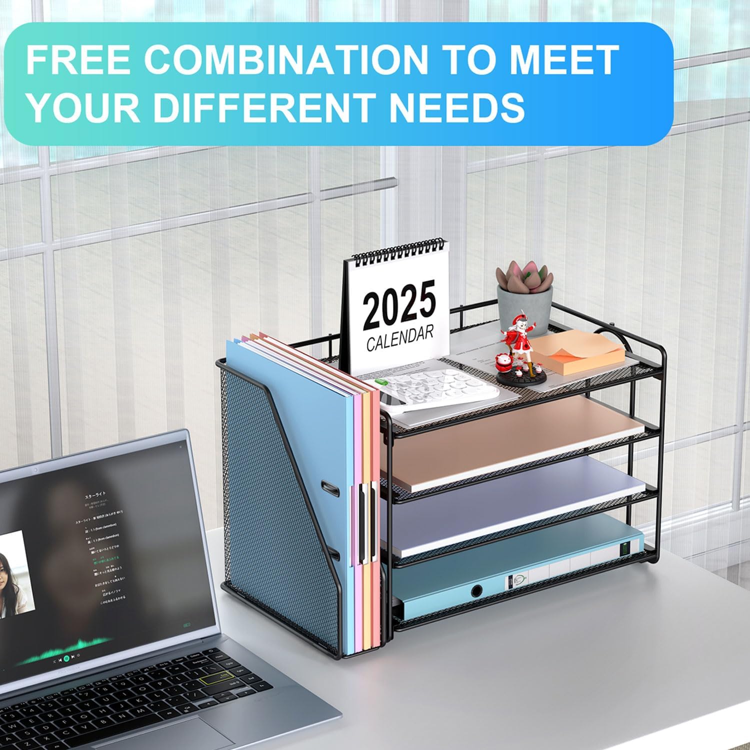 gianotter 4-Tier Paper Organizer With Magazine Holder, Desk Organizers