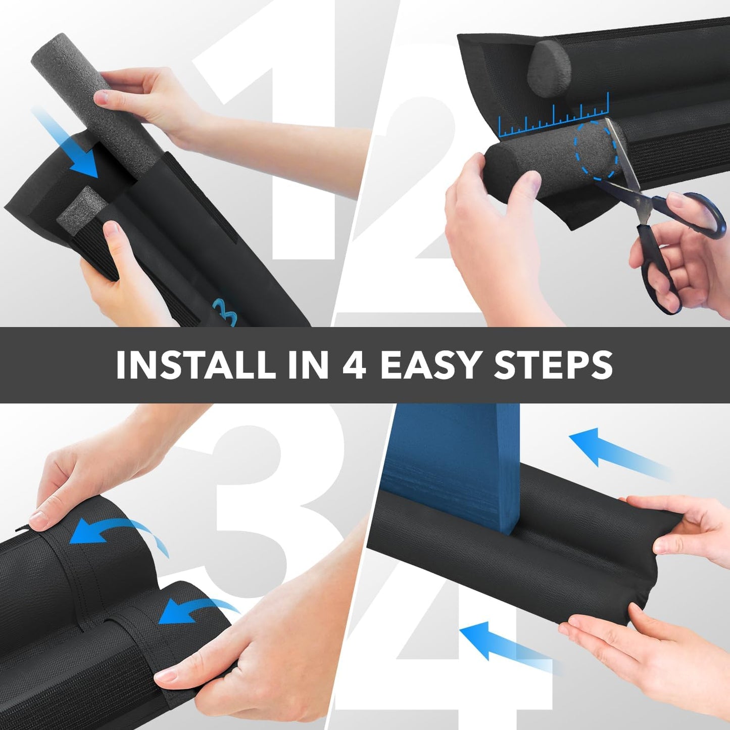 Everlasting Comfort 2 Sided Under Door Draft Stopper for Bottom of Doors - Quick Install, Keeps Heat In & Cold Air Out - Sound Proofing Foam Strip Gap Filler, Noise Blocker for Interior -Fits 30"-36"W