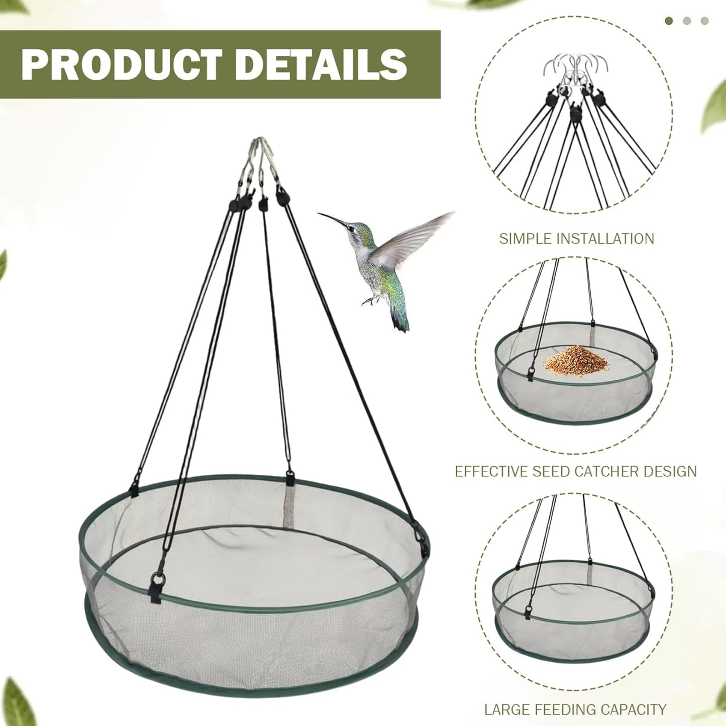 2-Pack Hanging Bird Feeder with Seed Catcher Tray, 20-Inch Wild Bird Feeders for Outdoors, Decoraciones interiores