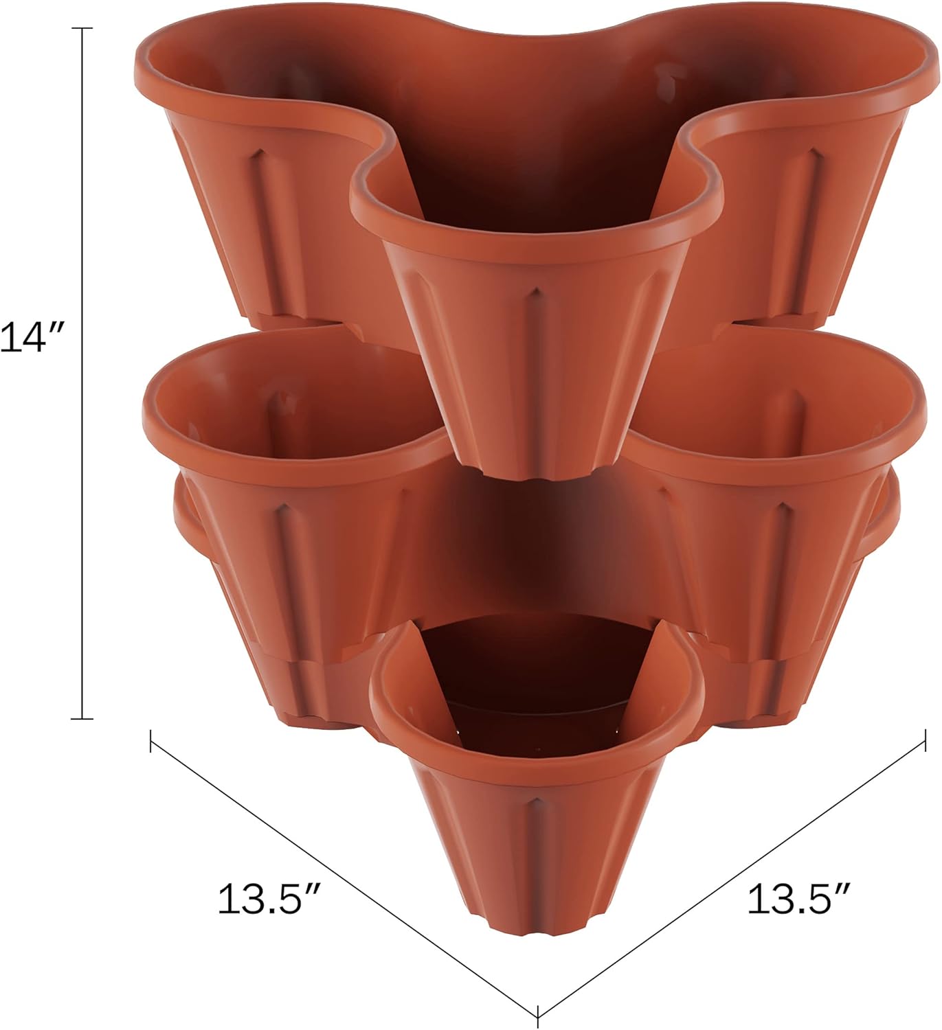 Stacking Planter Tower- 3-Tier Space Saving Flower Pots- Set of 3 Indo