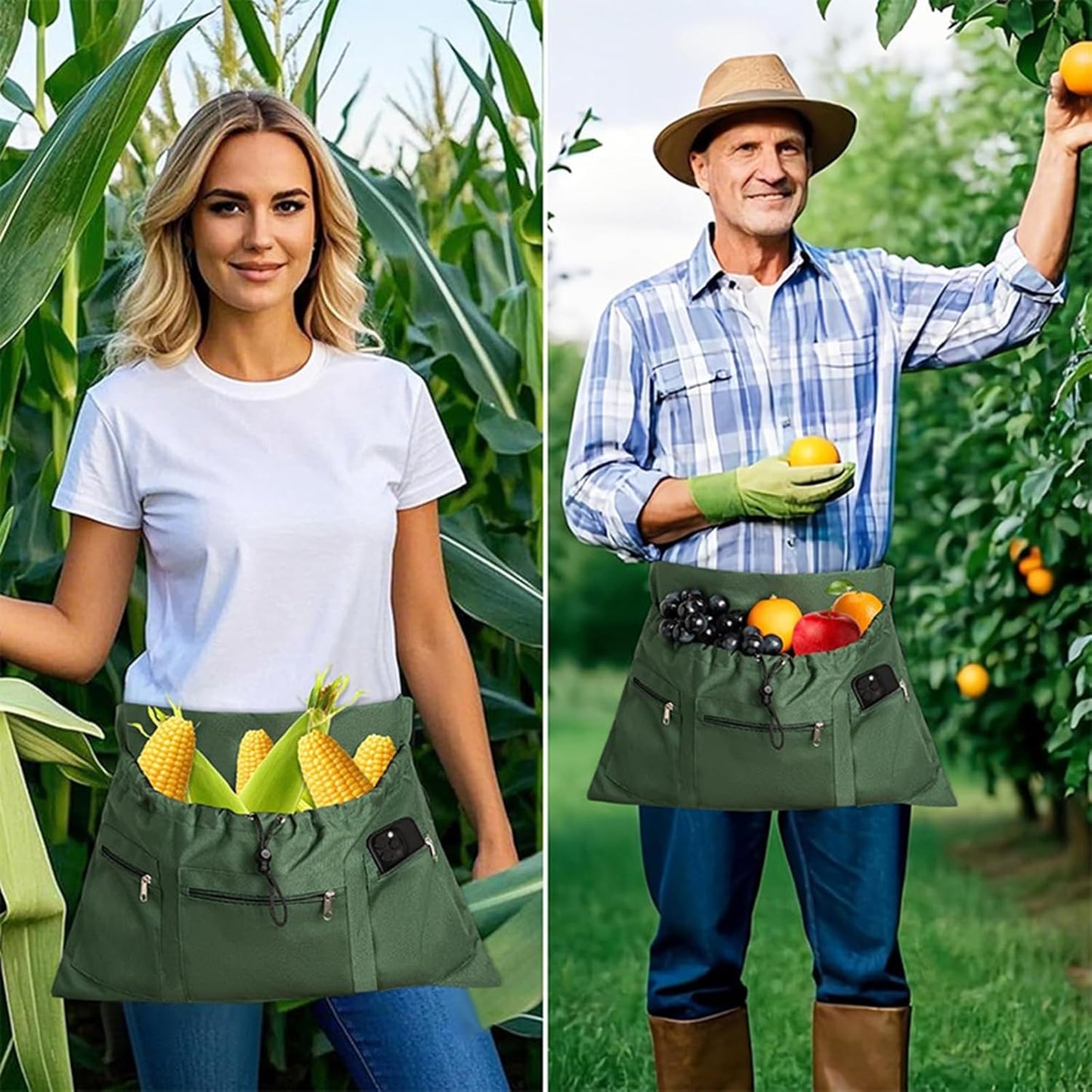 Adjustable Gardening Apron with Spacious Tool Pocket for Easy Harvesti