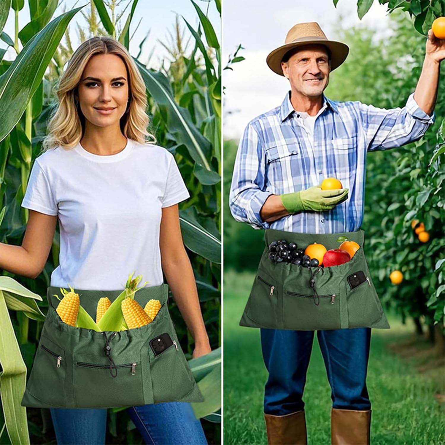 Adjustable Gardening Apron with Spacious Tool Pocket for Easy Harvesti