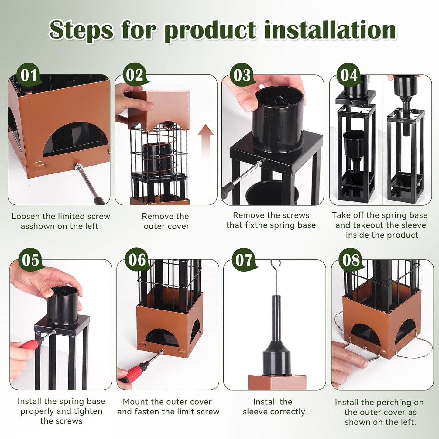 Squirrel Proof Bird Feeder,Heavy Duty Metal Wild Bird Feeders for Outd
