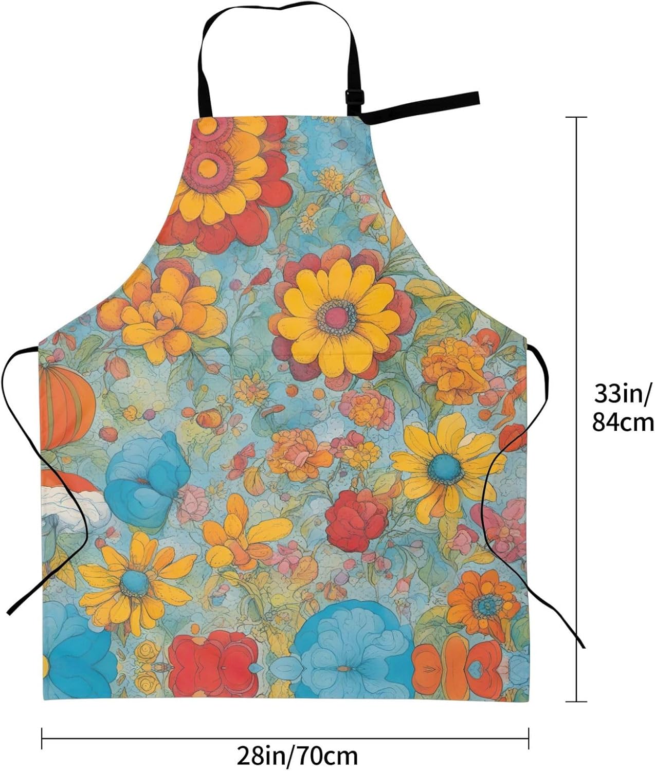 Bright Color print Waterproof chef's apron with pocket apron for kitchen cooking baking barbecue and gardening