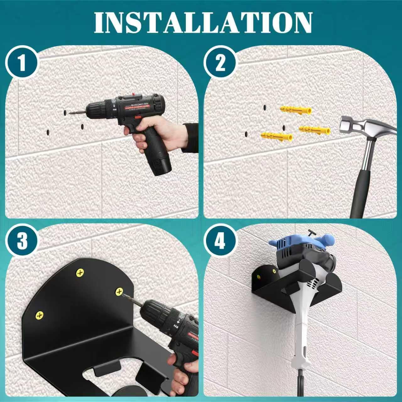 (2 Pack) Garage Organizer Trimmer Rack, Wall Mount Garden Power Tool H