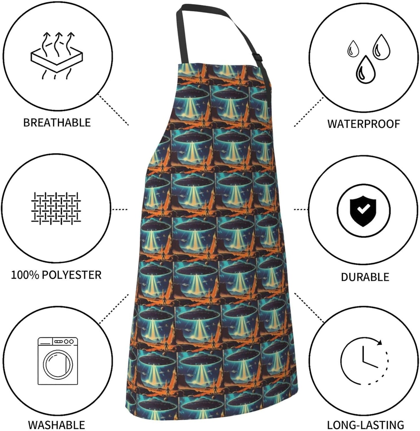 YANYU Universe Planet Print 28x33 In Kitchen Apron Stylish Chef Apron with Pockets for Cooking Baking Painting