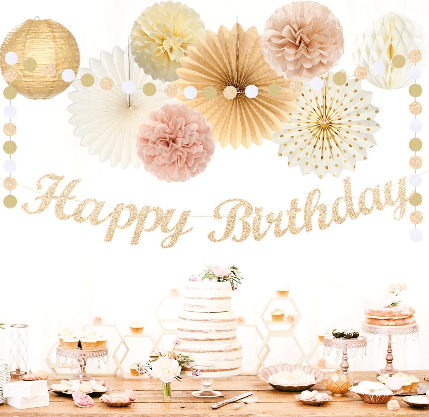 Champagne-Gold Beige Fall Boho Birthday Party-Decorations - 21pcs Autu