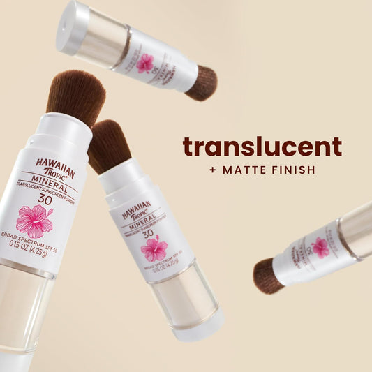 Hawaiian Tropic Mineral Powder Sunscreen Brush SPF 30 | Beach Essentia