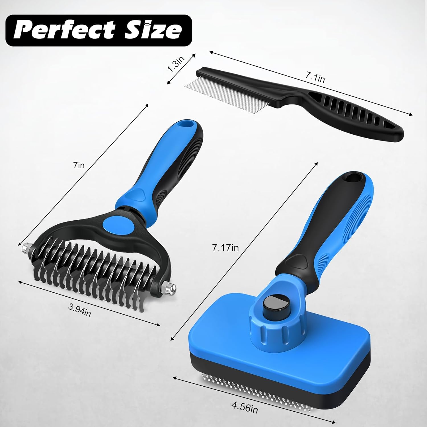3PCS Self Cleaning Slicker Brush & Pet Grooming Rake & Flea Comb for D