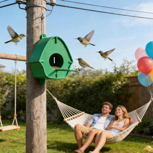 Outdoor Bird Feeder - Green Hangable Rainproof,Outdoor Bird Feeder Foo
