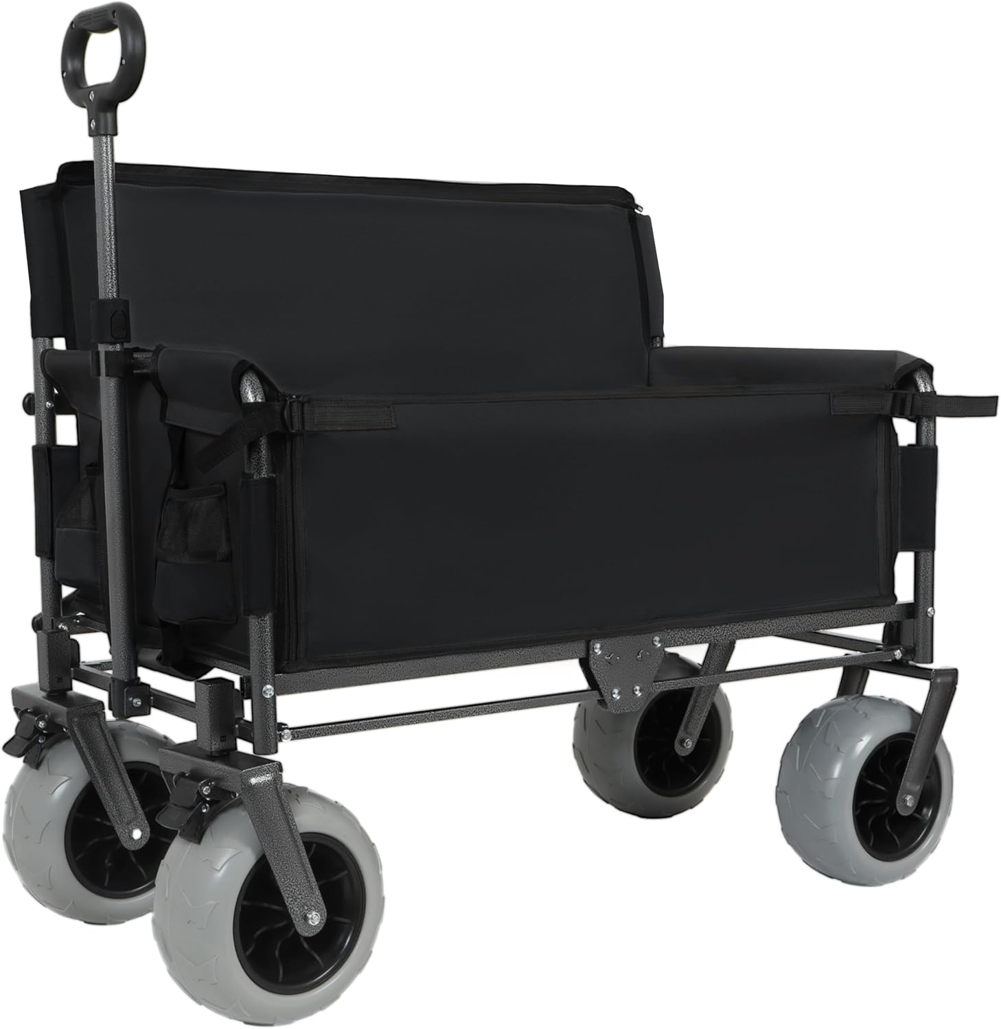 3-in-1 Heavy-Duty Folding Wagon with Bench Seat – 500lbs Capacity, All