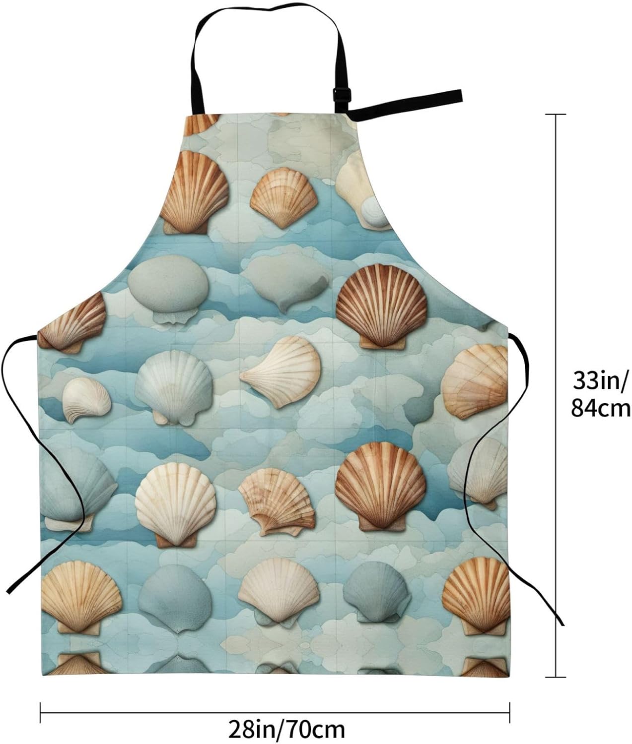 Sea Shell print Waterproof chef's apron with pocket apron for kitchen 