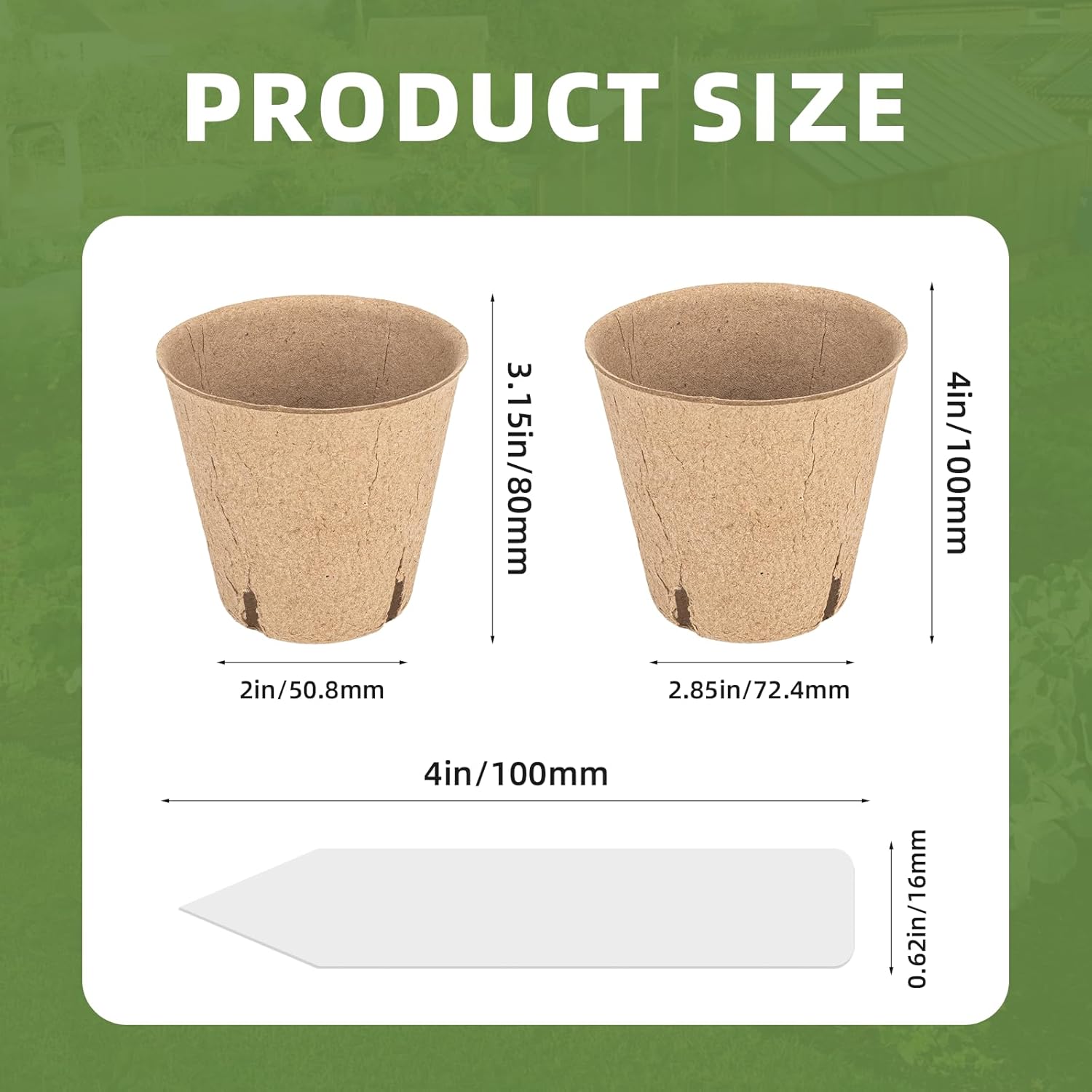 70Pcs Biodegradable 4” Peat Pots with 70Pcs Plant Labels, Biodegradabl