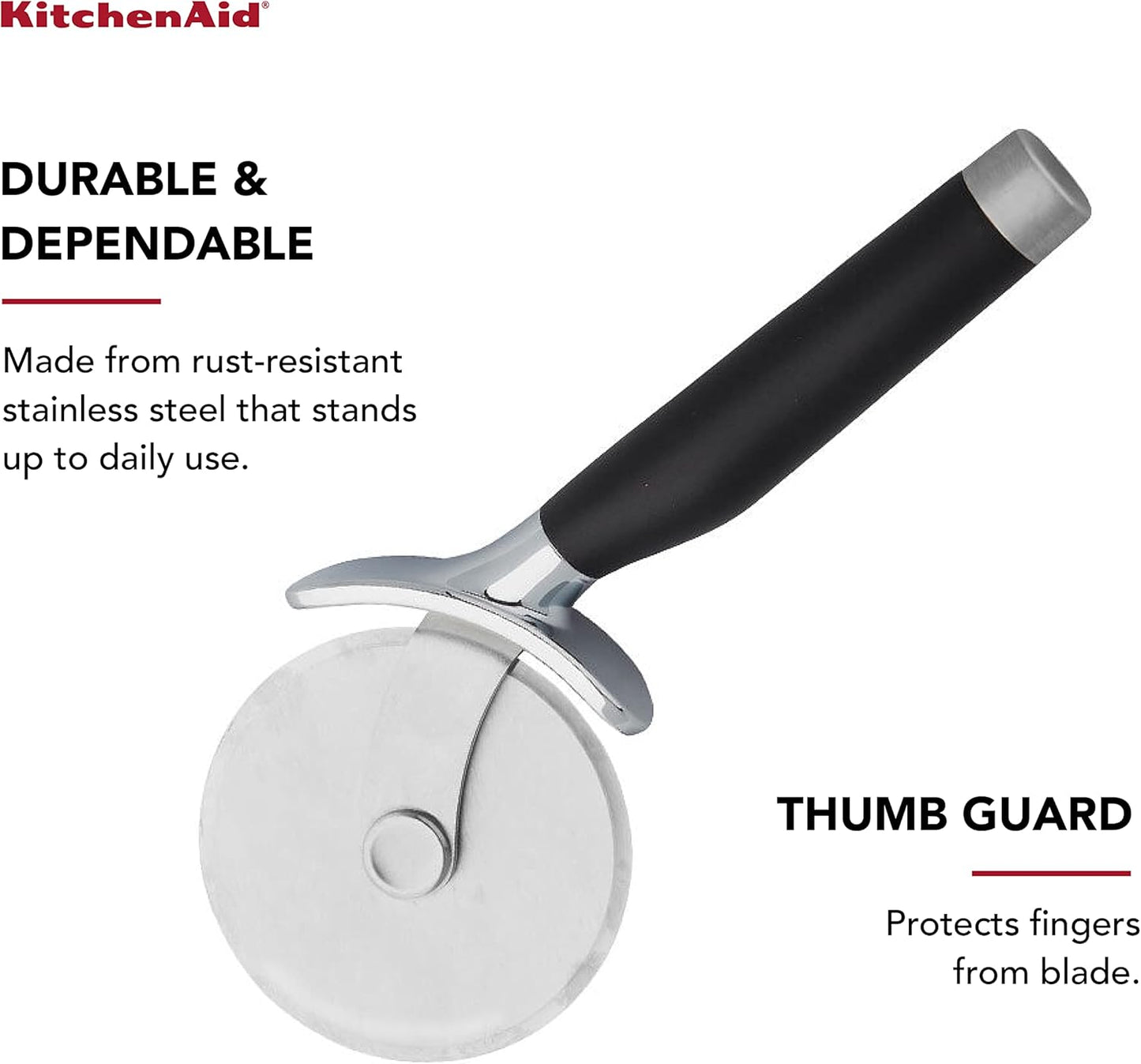 KitchenAid Classic Pizza Wheel with Sharp Blade For Cutting Through Cr