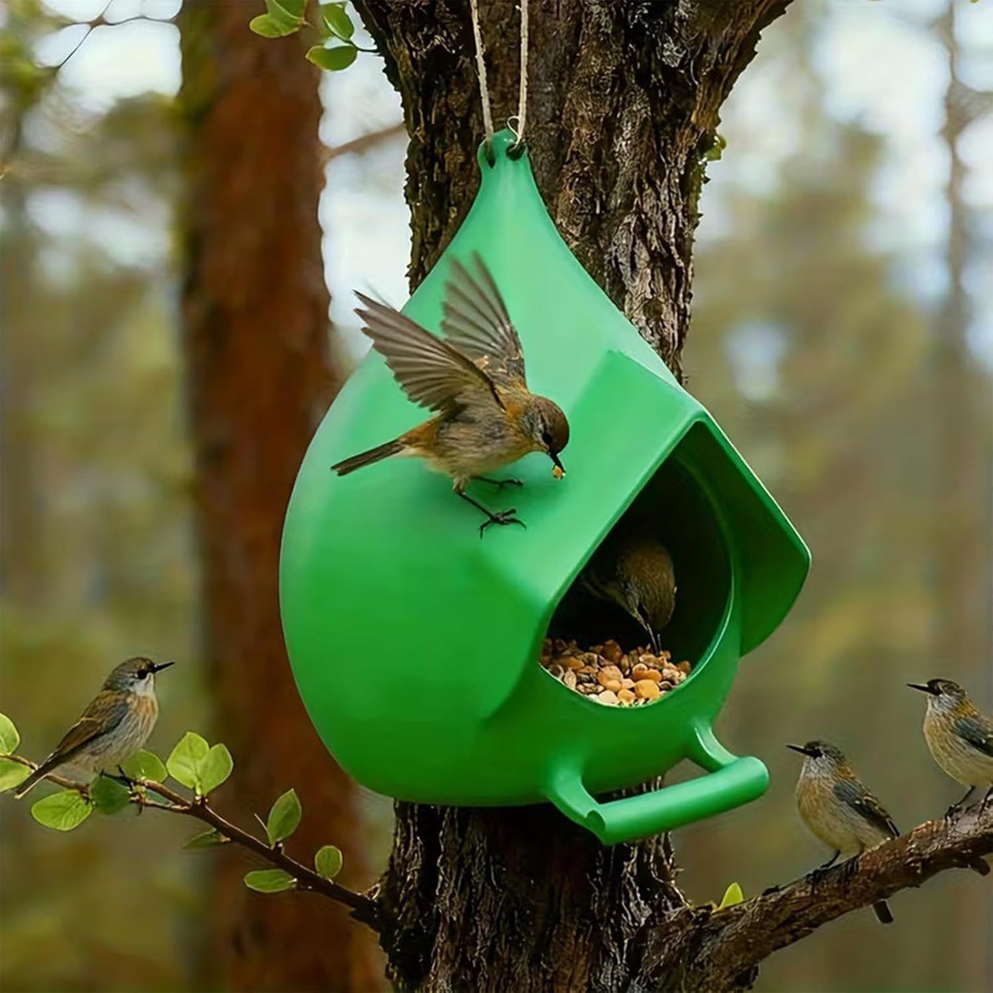 Hanging Bird Feeder, Large Capacity Wild Bird Feeding Station with She