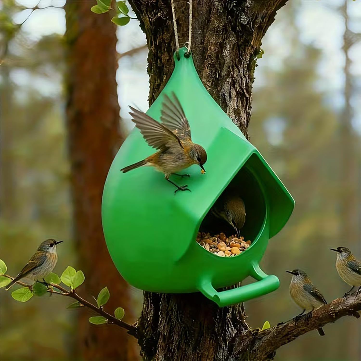 Hanging Bird Feeder, Large Capacity Wild Bird Feeding Station with She
