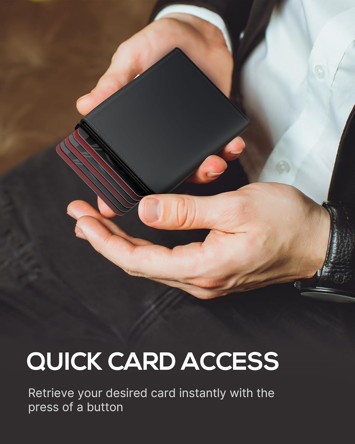 Mens Wallet Card Holder - Smart Wallet for Men, Pop Up Card Case, Top 