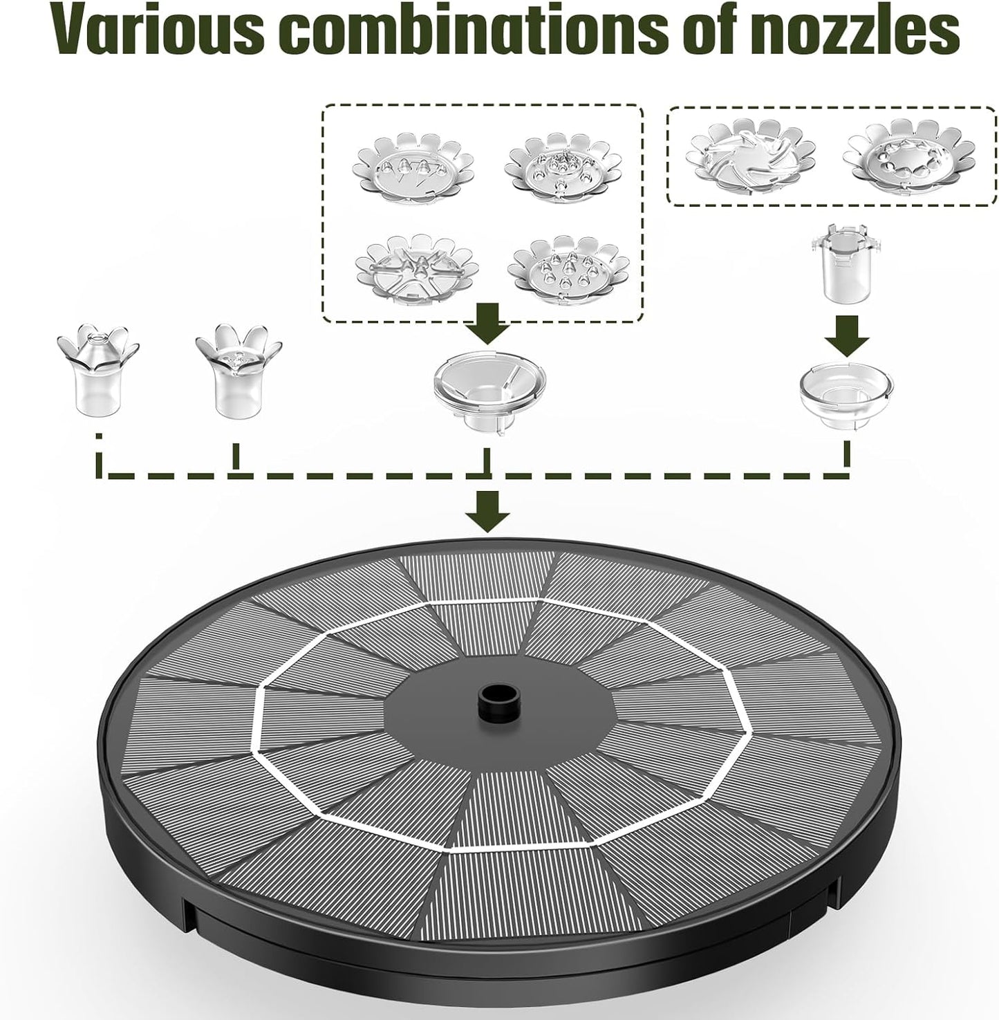 AISITIN 3.5W Solar Fountain Pump Upgraded 2026, Solar Water Fountain DIY Kit with 8 Nozzles & 3 Fixed Bracket & 9.8ft Cord for Garden, Bird Bath, Ponds, Fish Tank, Aquarium, Courtyard and Outdoor