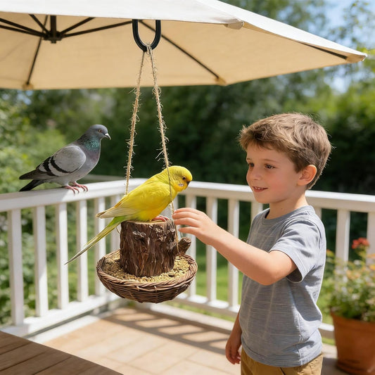 Bird Feeders Outdoors - Tree Stump Shaped Resin, Feeder Dish Medium Size, Durable Resin Material, Decorative Wildlife Attraction for Garden Backyard Patio Lawn Window Balcony Deck